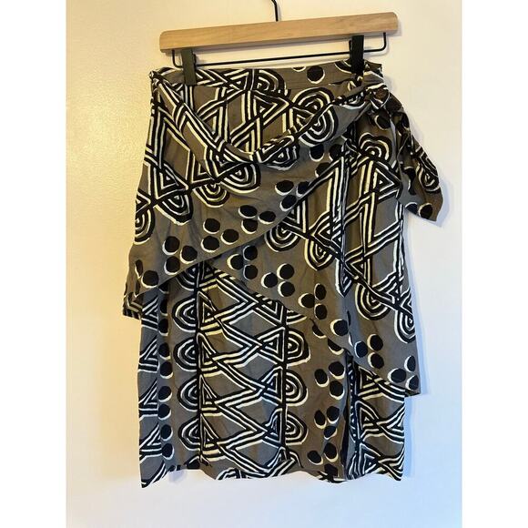 Maeve for Anthropologie Edessa Tribal Batik Print Layered Faux Wrap Skirt Size 8 - Picture 5 of 11